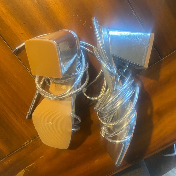 Brand New Silver Strappy Sandals - Picture 3 of 7
